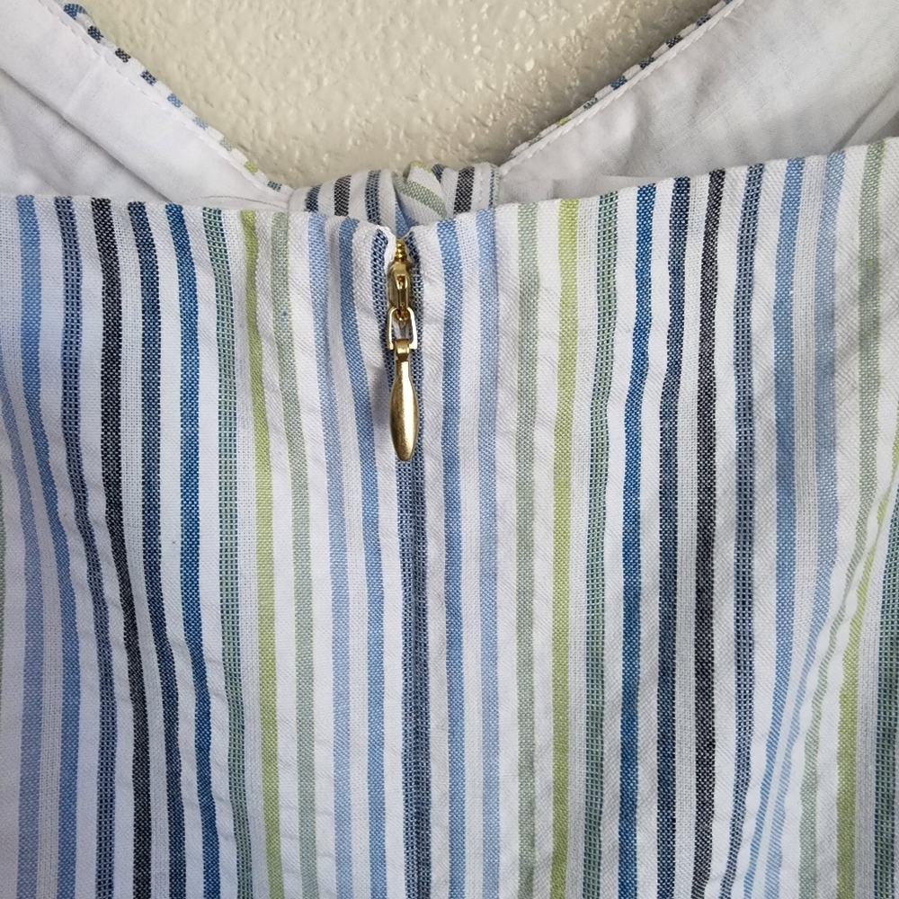 Draper James Seersucker A-Line Bowfront Striped Mini Dress Size 6 EUC - Picture 7 of 7